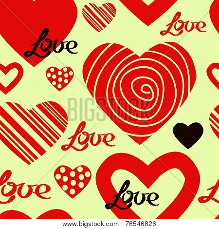 Valentine's Seamless Pattern With Hearts