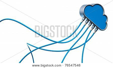 Cloud computing concept, 3D illustration over white background