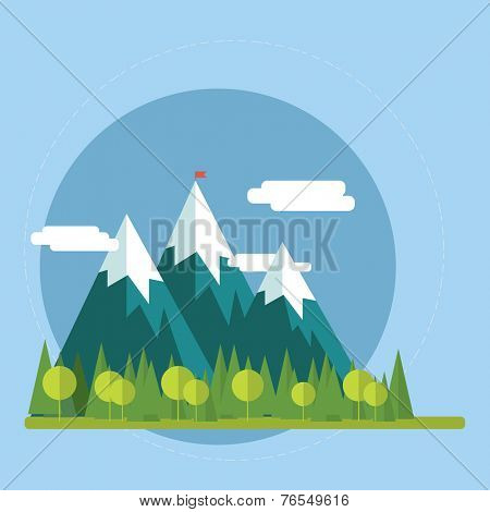Flat nature landscape illustration - Vector illustration in trendy flat style
