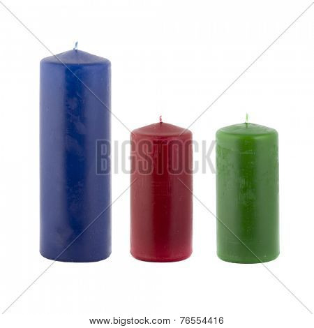 Paraffin candles isolated on white background