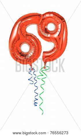 Red balloons with ribbon - Number 69