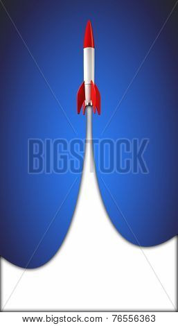 Rocket over blue sky, clipping path included