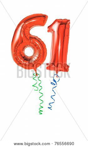 Red balloons with ribbon - Number 61