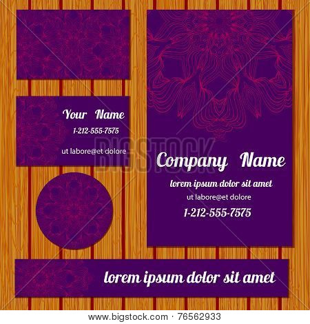Corporate identity templates set with floral pattern.