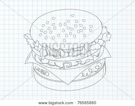 Hamburger On A Notebook Sheet