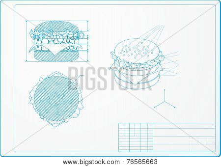 Isometric Drawing Of A Hamburger