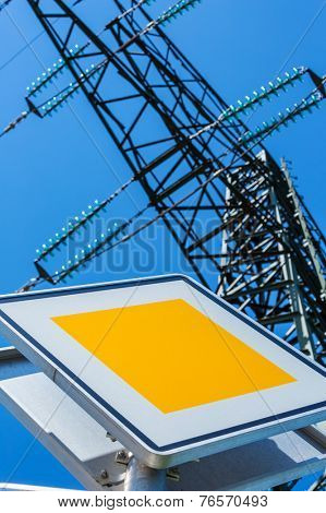 poles of a power line. pylons for electricity.