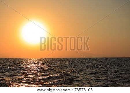 beautiful sunset on Mediterrian sea in Antalya