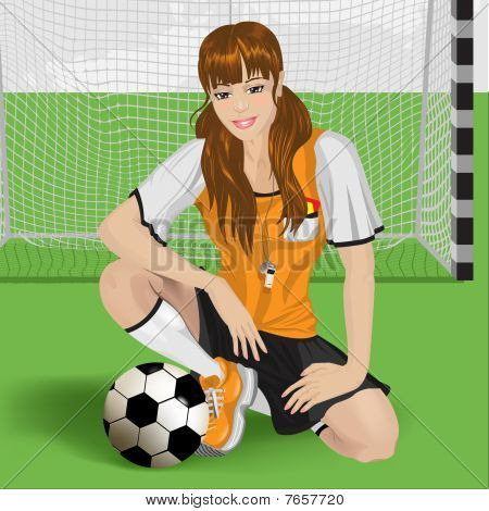 ragazza calcio seduto