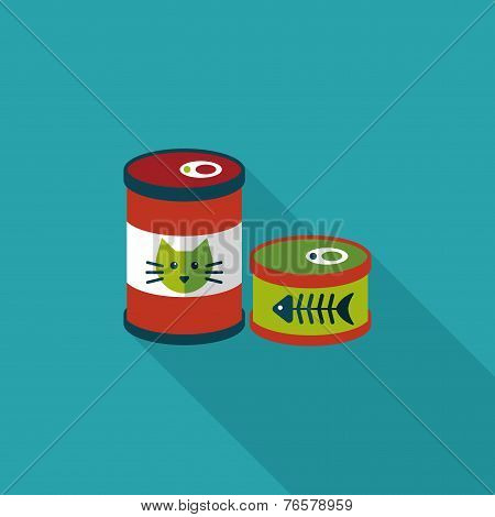 Pet Cat Food Can Flat Icon With Long Shadow,eps10