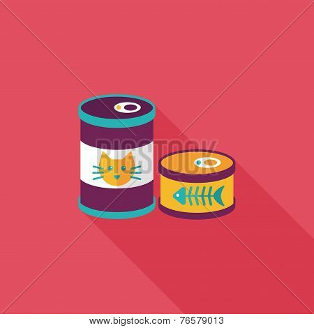 Pet Cat Food Can Flat Icon With Long Shadow,eps10