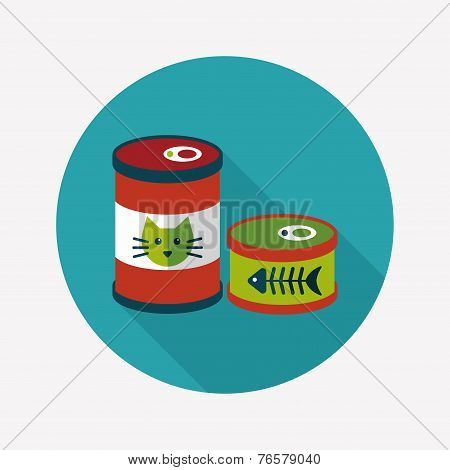 Pet Cat Food Can Flat Icon With Long Shadow,eps10