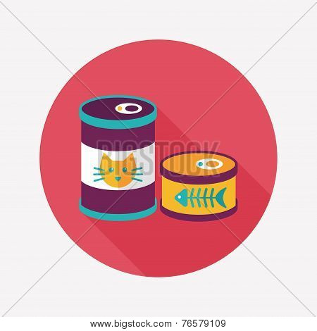 Pet Cat Food Can Flat Icon With Long Shadow,eps10