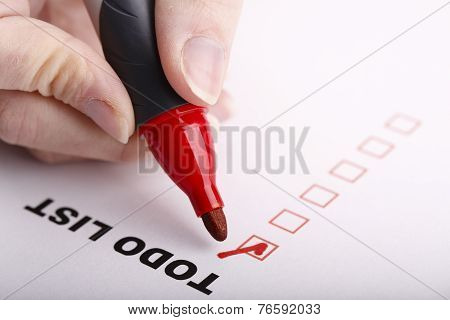 To Do List With Woman Hand And Marker