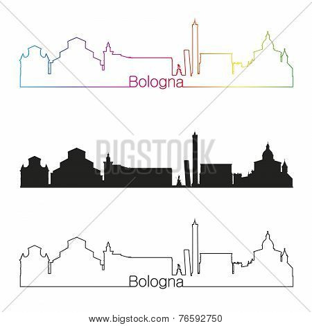 Bologna Skyline Linear Style With Rainbow