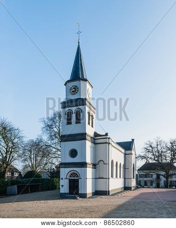 Small White Plastered Church In The Netherlands