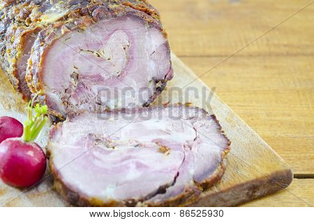 Stuffed Roasted Pork On A Cutting Board