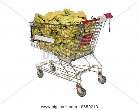 Shopping cart filled with bananas