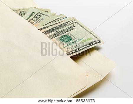 Stack Of Twenty Dollar Bills In Envelope