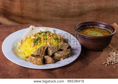 Pilaf cooked in Arabic