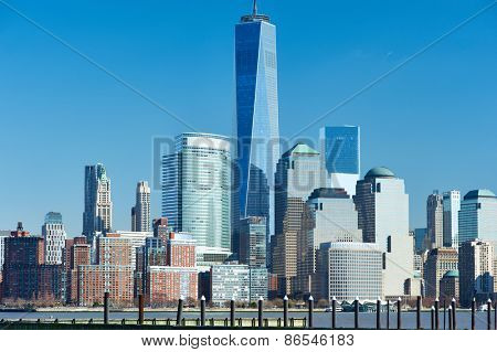 New York City Manhattan skyline over Hudson River viewed from New Jersey