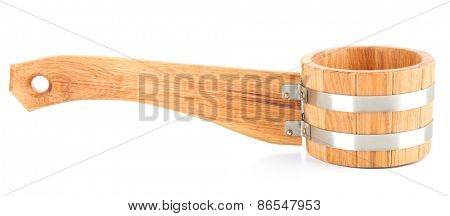 Oaken spoon for sauna, isolated on white