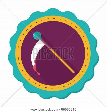 Halloween Scythe Costume Flat Icon With Long Shadow,eps10