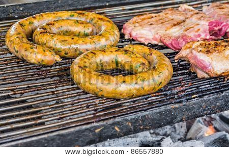 Sai Aua And Grilled Pork (notrhern Thai Spicy Sausage ) ,chiang Mai , Thailand