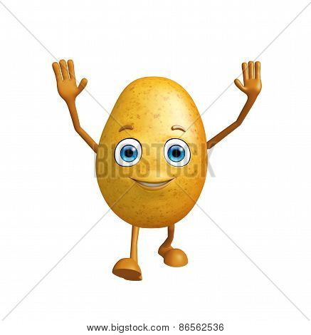 Potato Character With Saying Hi Pose