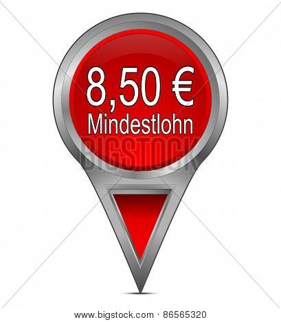 map pointer with 8,50 Euro minimum wage - in german