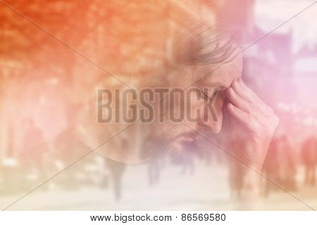 Bearded Adult Man As Social Alienation Concept
