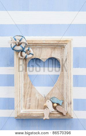 Rustic Wooden Frame On Stripes