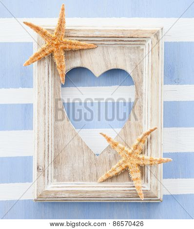 Rustic Wooden Frame On Stripes