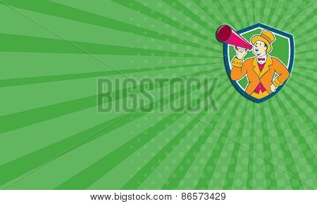 Business Card Circus Ringmaster Bullhorn Crest Cartoon