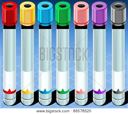 Isometric Multicolor Collection Test Tube - Empty - Complete Set