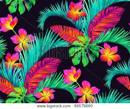 seamless tropical flowers pattern, sexy and exotic.