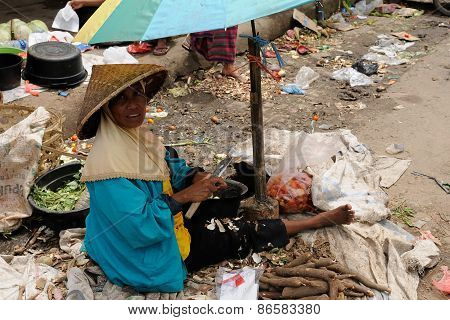 People From Indonesia, Woman Selling Vegetables