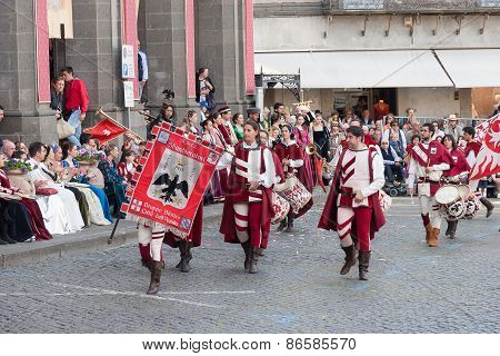 Acquapendente, ITALY - MAY 18 2014, Festa dei Pugnaloni Festival in the City Center