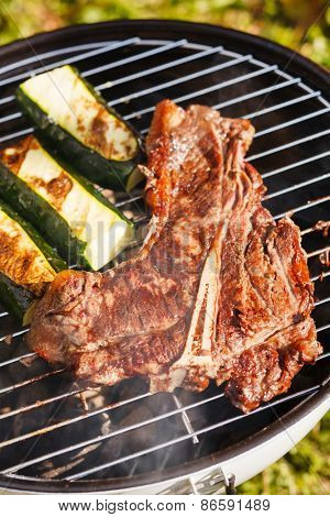 steak on grill