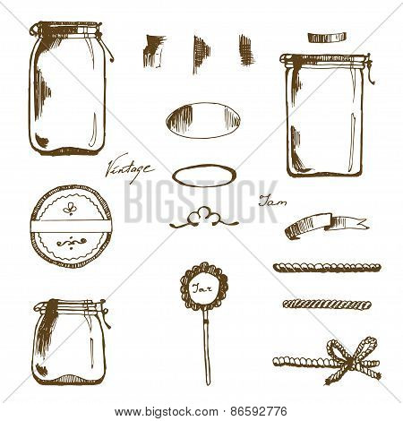 Hande Drawing Jars and labels