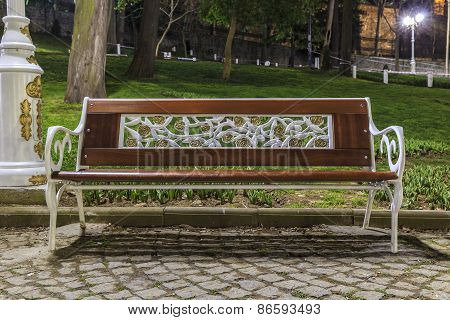 Bench In The Gulhane Park In Istanbul