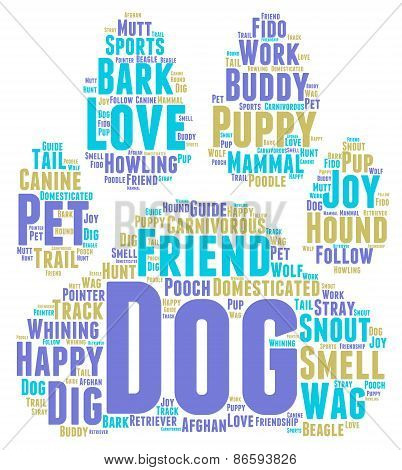 Paw Shaped Dog Word Cloud
