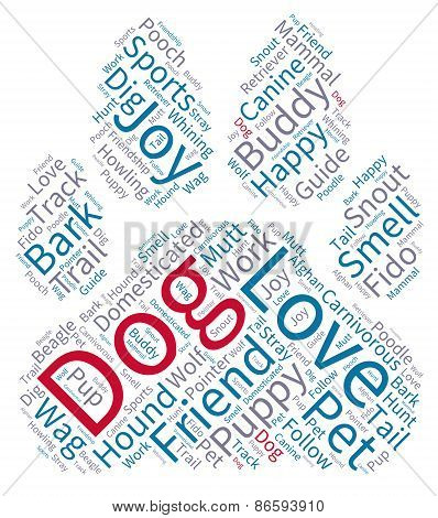 Paw Shaped Dog Word Cloud