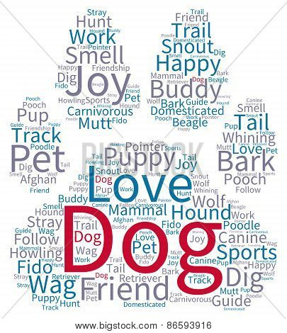 Paw Shaped Dog Word Cloud