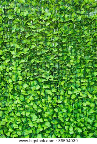 Green Background In The Form Of Artificial Foliage.