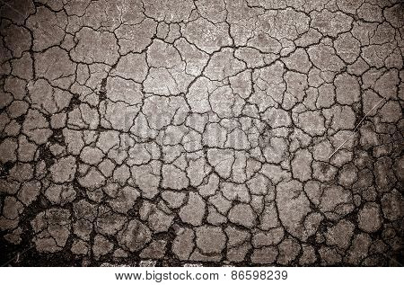 Crack Dry Soil Ground Background In Grunge Color