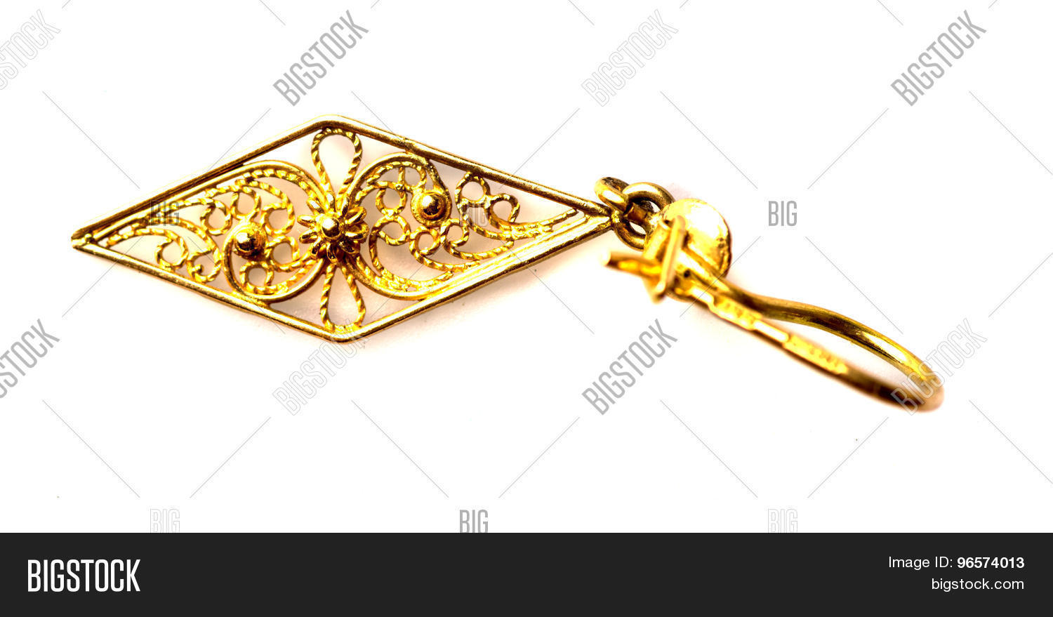 Gold Earring Isolated Image & Photo (Free Trial) | Bigstock