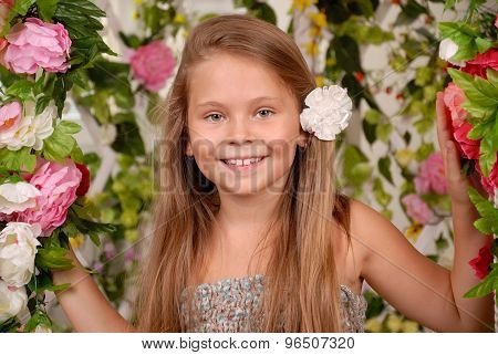 Girl In A Flower Arbor