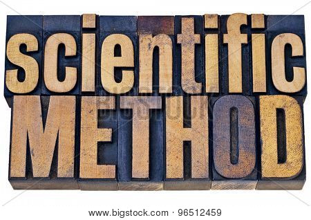 scientific method - science research concept - isolated  word abstract in grunge letterpress wood type blocks
