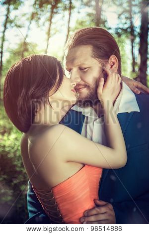 Young couple in love bride and groom